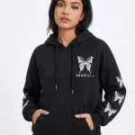 Butterfly Design Girls Hoodie with white butterfly sleeve print 320 gsm winter fashion bangladesh HD19 (2)