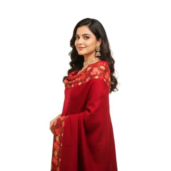 Deep Red Kashmiri Shawl - KS662
