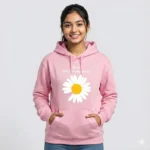 Trendy Girls Hoodie - Pink Color - Sunflower Design