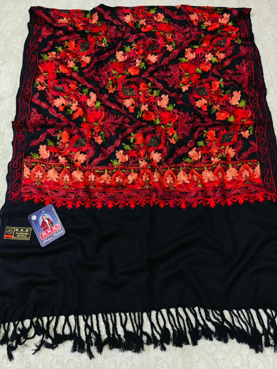 JF Kashmiri Shawl RKK - (23) Indian Kashmiri Shawl Rkk - Code Jf23 - Image 1
