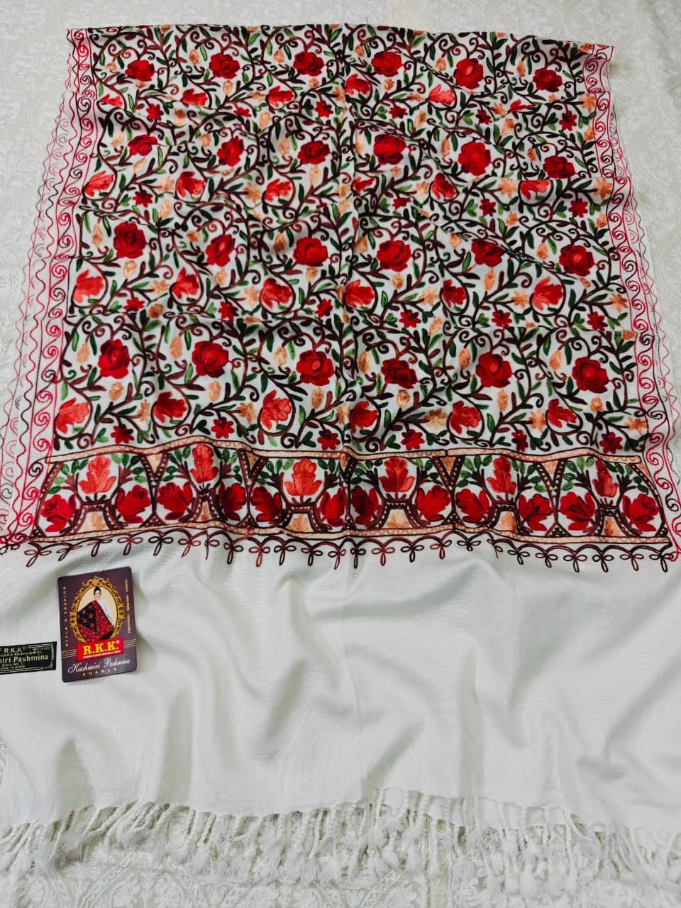 JF Kashmiri Shawl RKK - (25) Indian Kashmiri Shawl Rkk - Code Jf25 - Image 1