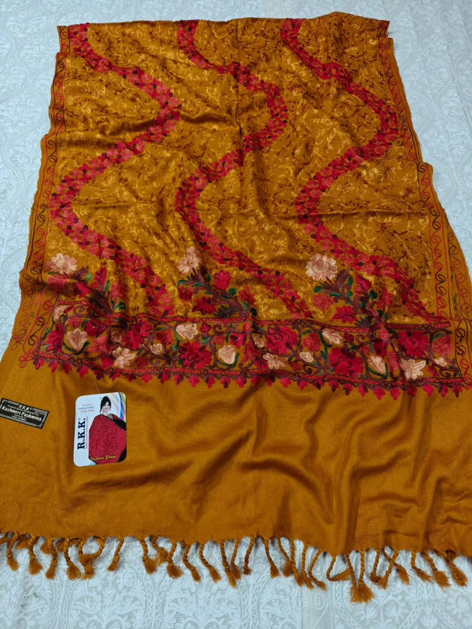 JF Kashmiri Shawl RKK - (26) Indian Kashmiri Shawl Rkk - Code Jf26 - Image 1