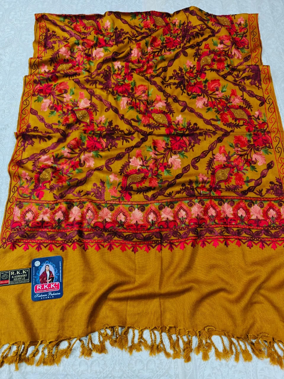 JF Kashmiri Shawl RKK - (35) Indian Kashmiri Shawl Rkk - Code Jf35 - Image 1