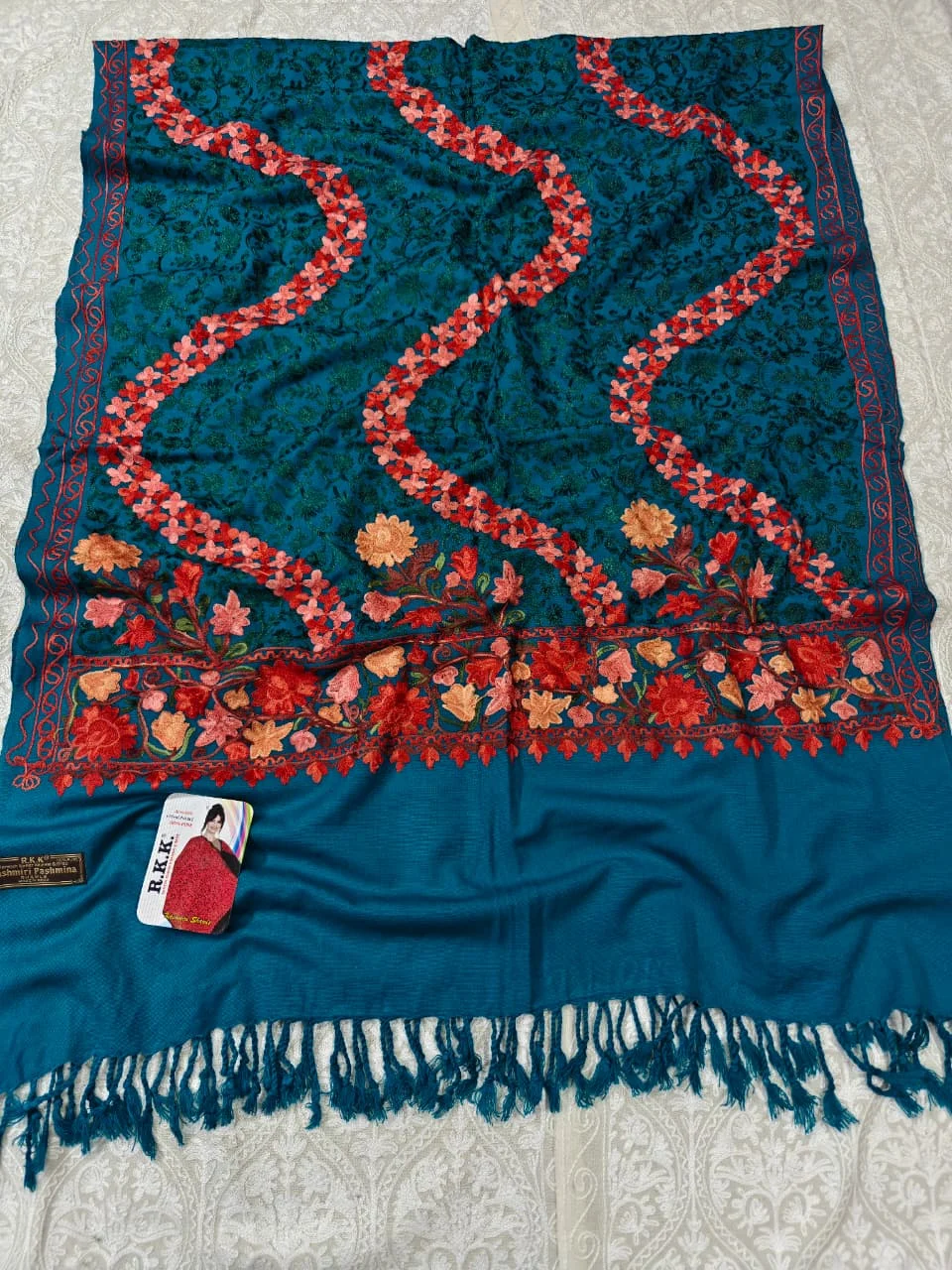 JF Kashmiri Shawl RKK - (38) Indian Kashmiri Shawl Rkk - Code Jf38 - Image 1