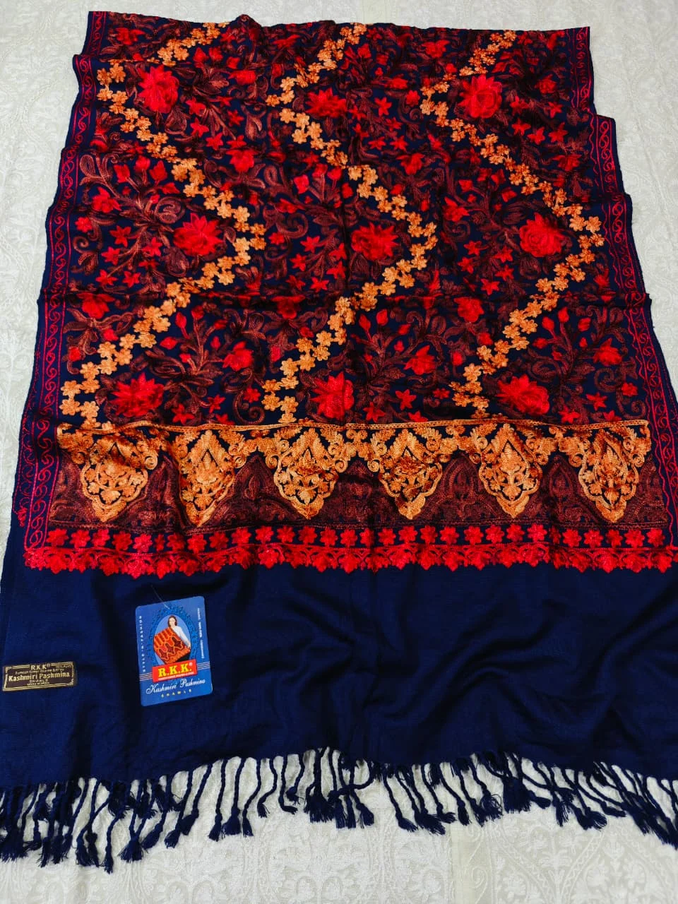 JF Kashmiri Shawl RKK - (44) Indian Kashmiri Shawl Rkk - Code Jf44 - Image 1