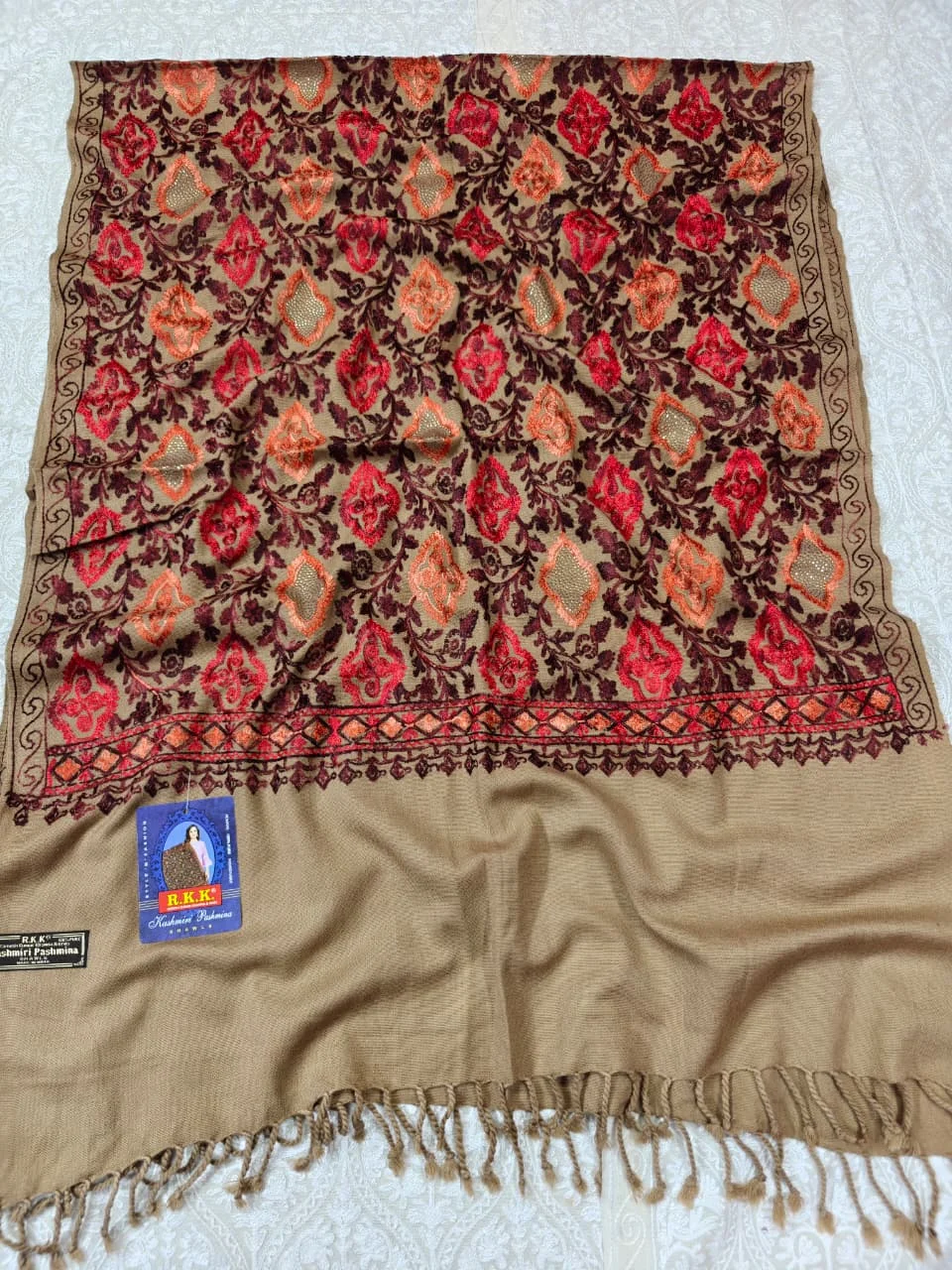 JF Kashmiri Shawl RKK - (49) Indian Kashmiri Shawl Rkk - Code Jf49 - Image 1