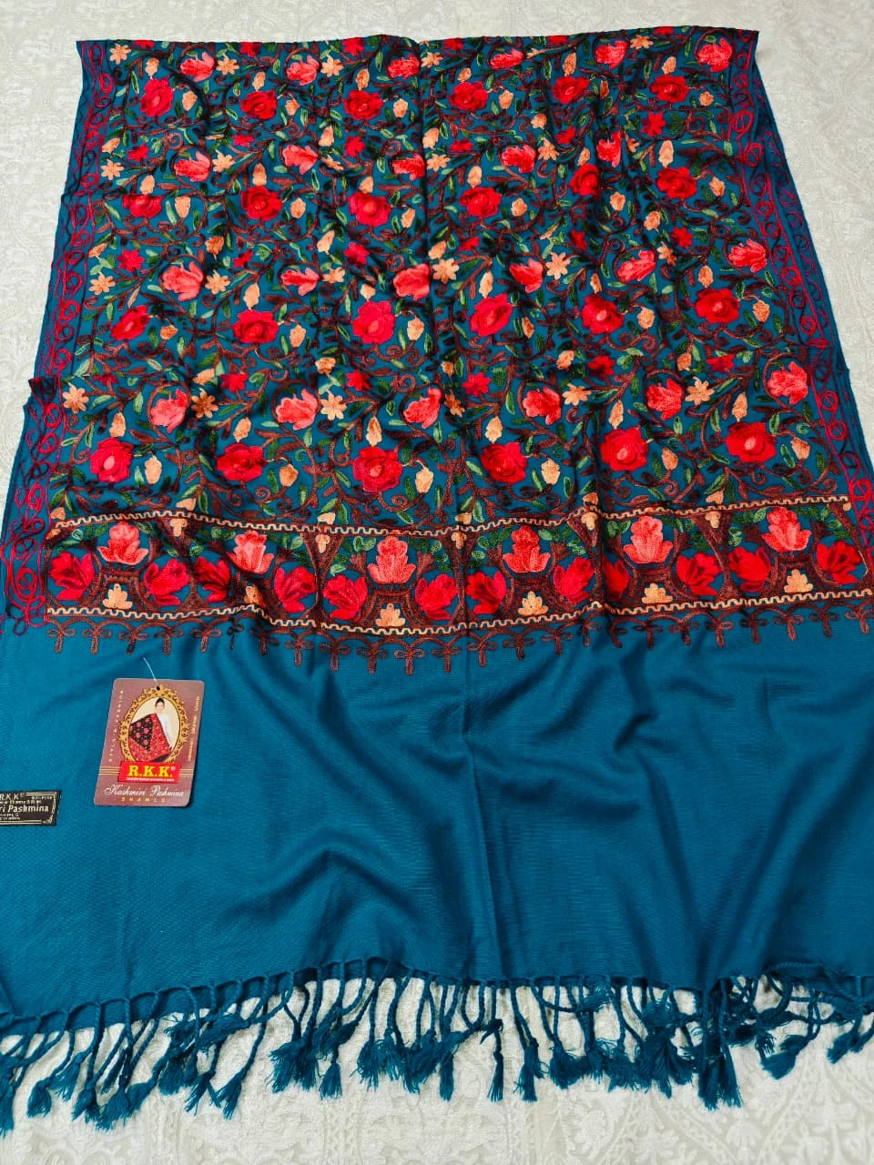 JF Kashmiri Shawl RKK - (52) Indian Kashmiri Shawl Rkk - Code Jf52 - Image 1