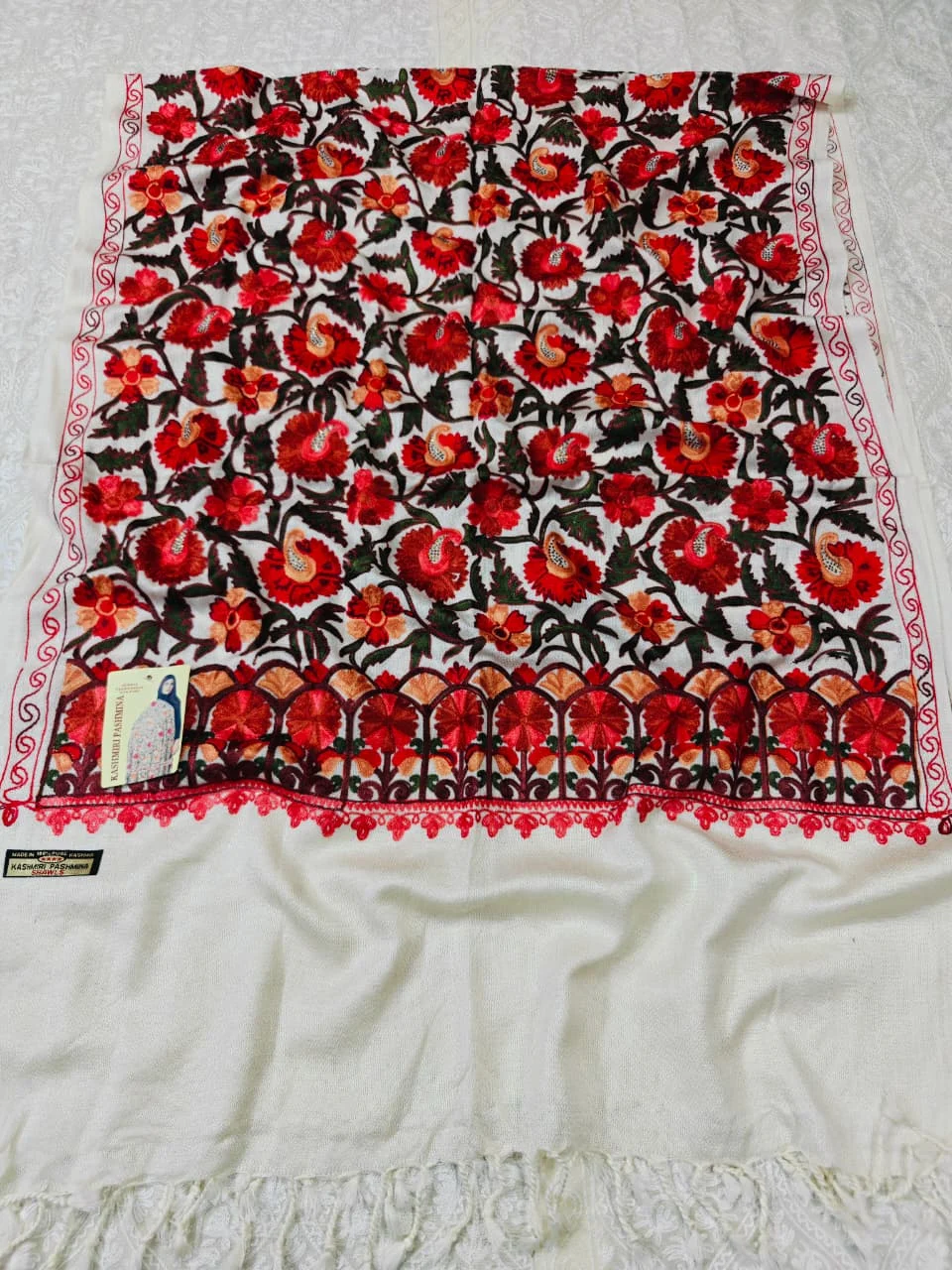 JF Kashmiri Shawl RKK - (59) Indian Kashmiri Shawl Rkk - Code Jf59 - Image 1